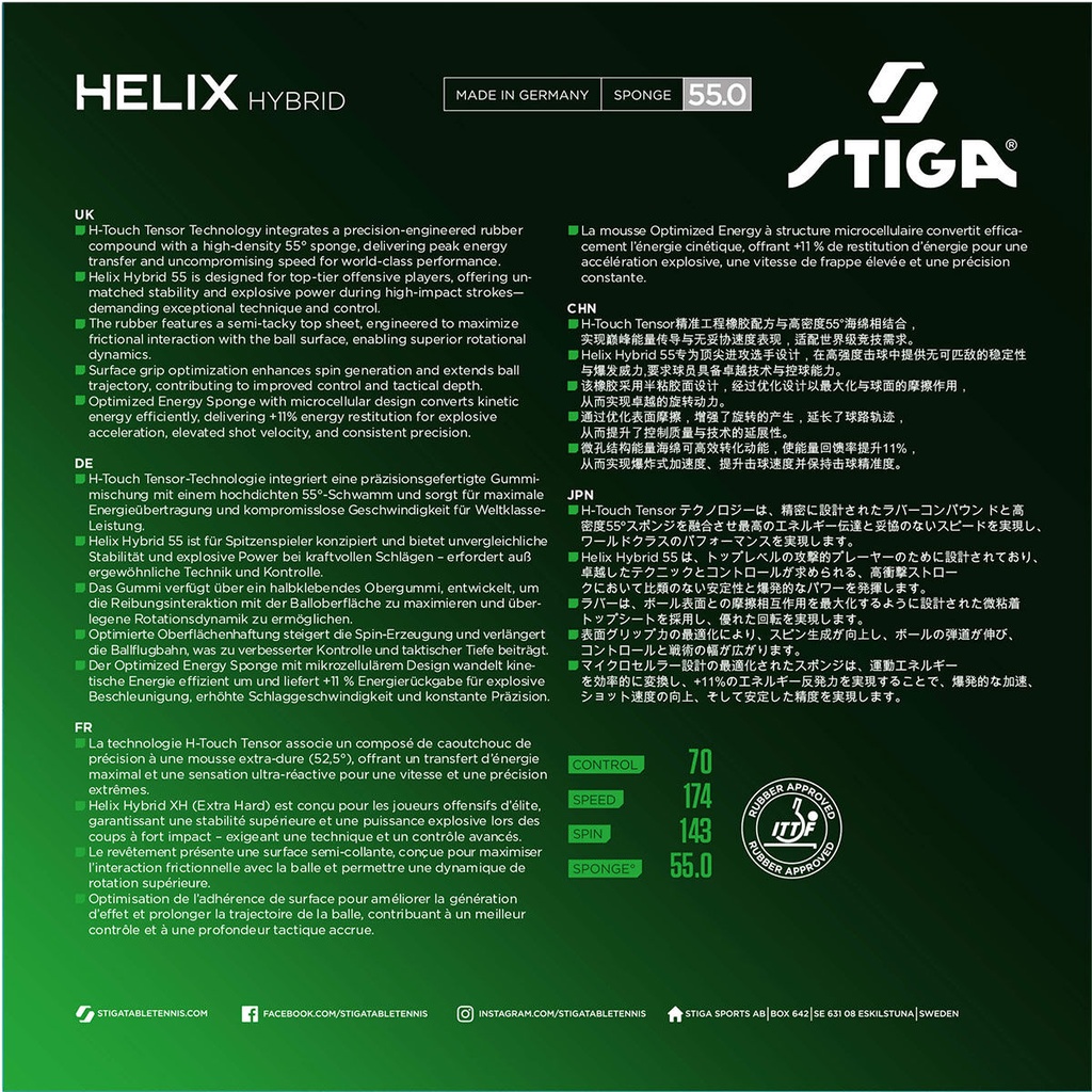 Table Tennis Rubber - Stiga Helix Hybrid 55