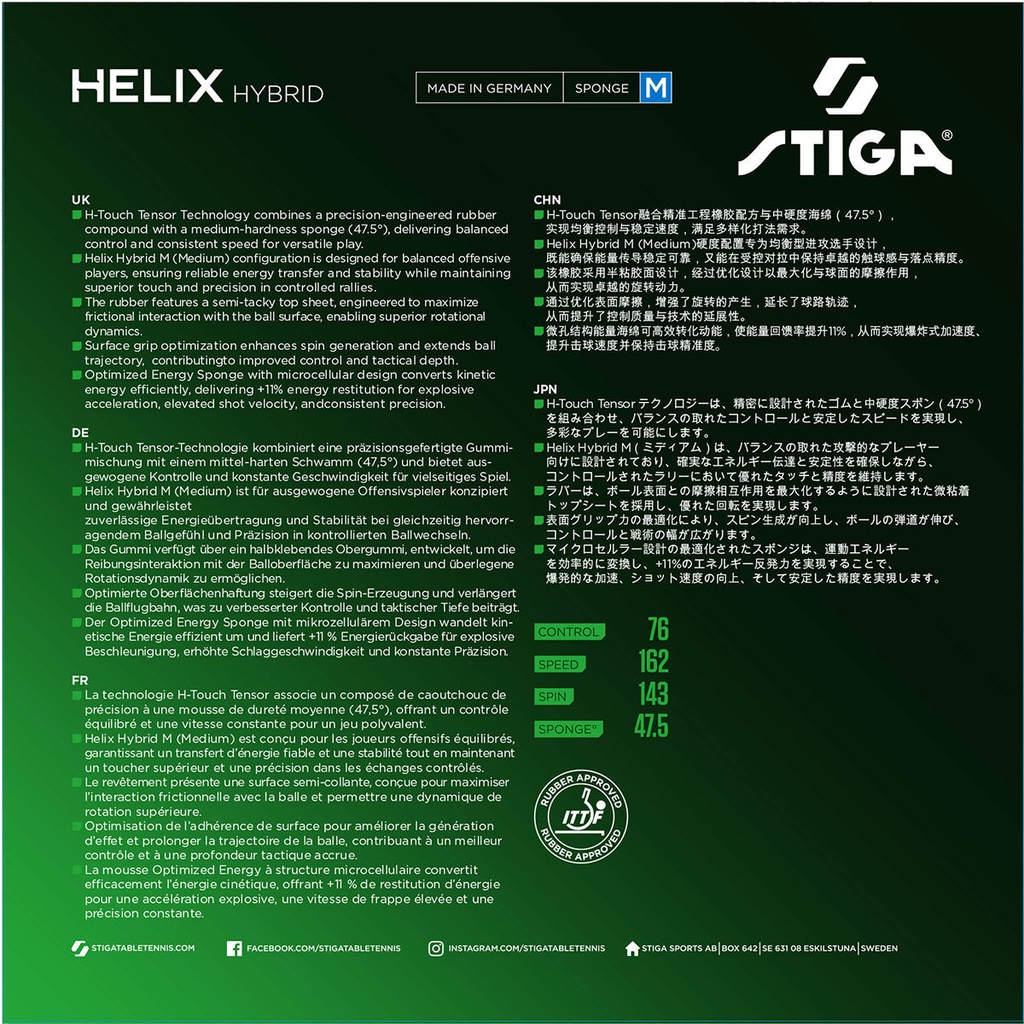 Table Tennis Rubber - Stiga Helix Hybrid M