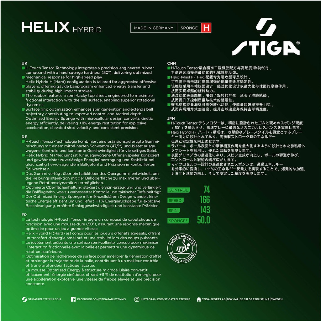 Table Tennis Rubber - Stiga Helix Hybrid H