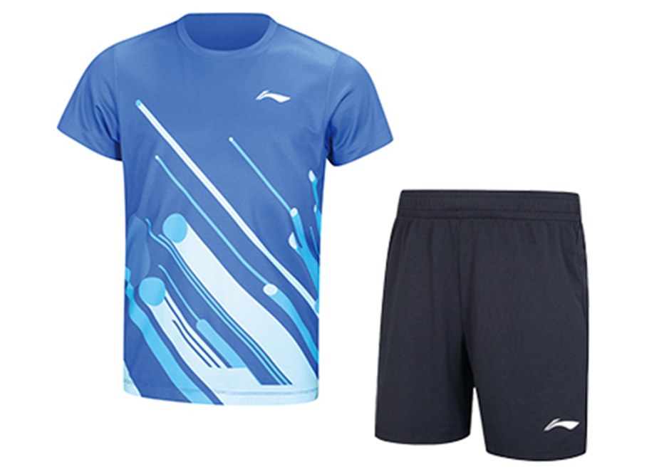 Sportswear - Li-Ning Set Shirt+Shorts AATU048-1C blue/black