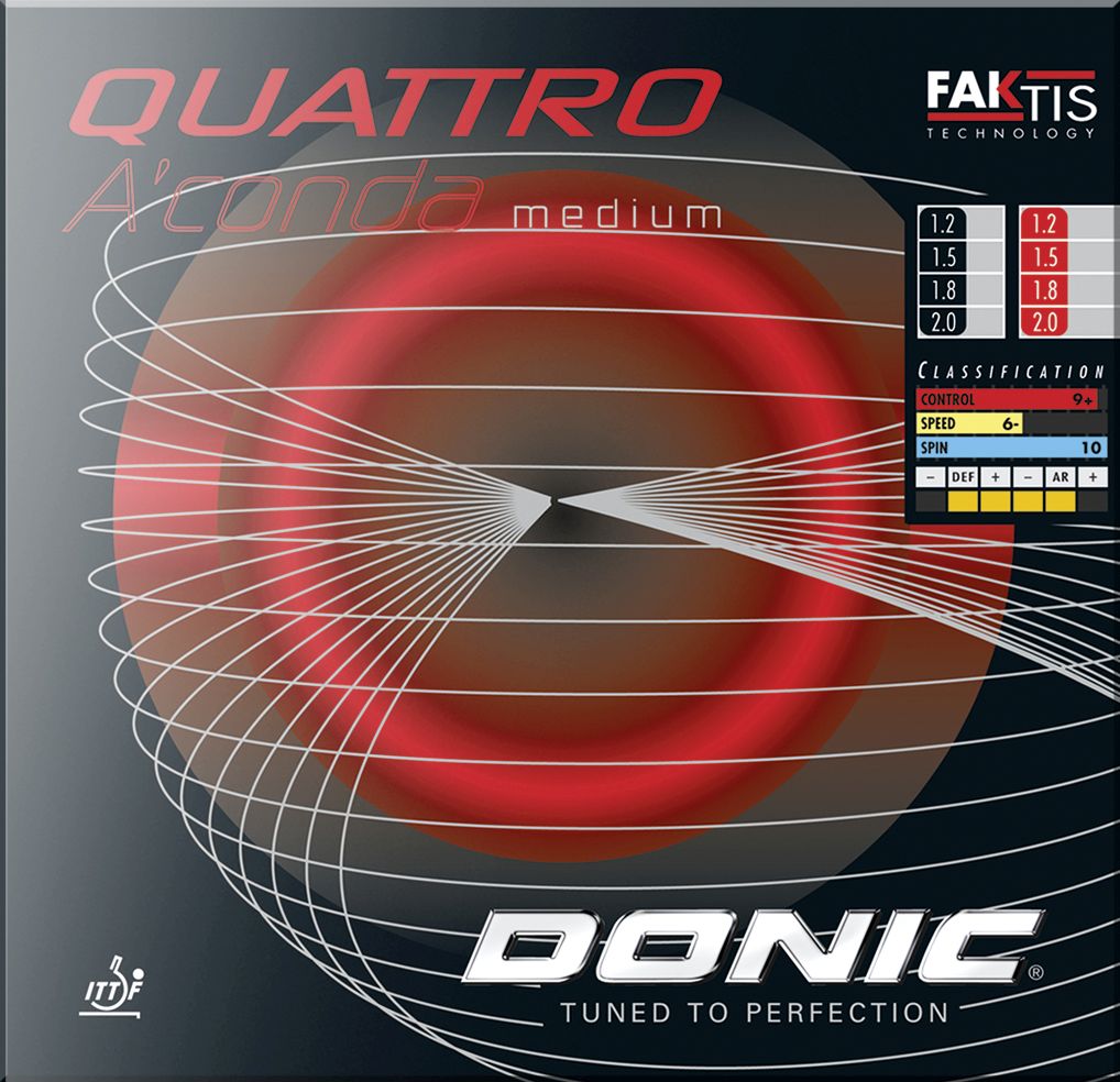 Table Tennis Rubber - Donic Quattro A'conda Medium