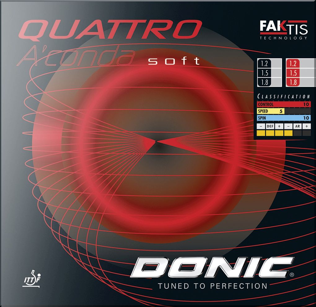 Table Tennis Rubber - Donic Quattro A'conda Soft