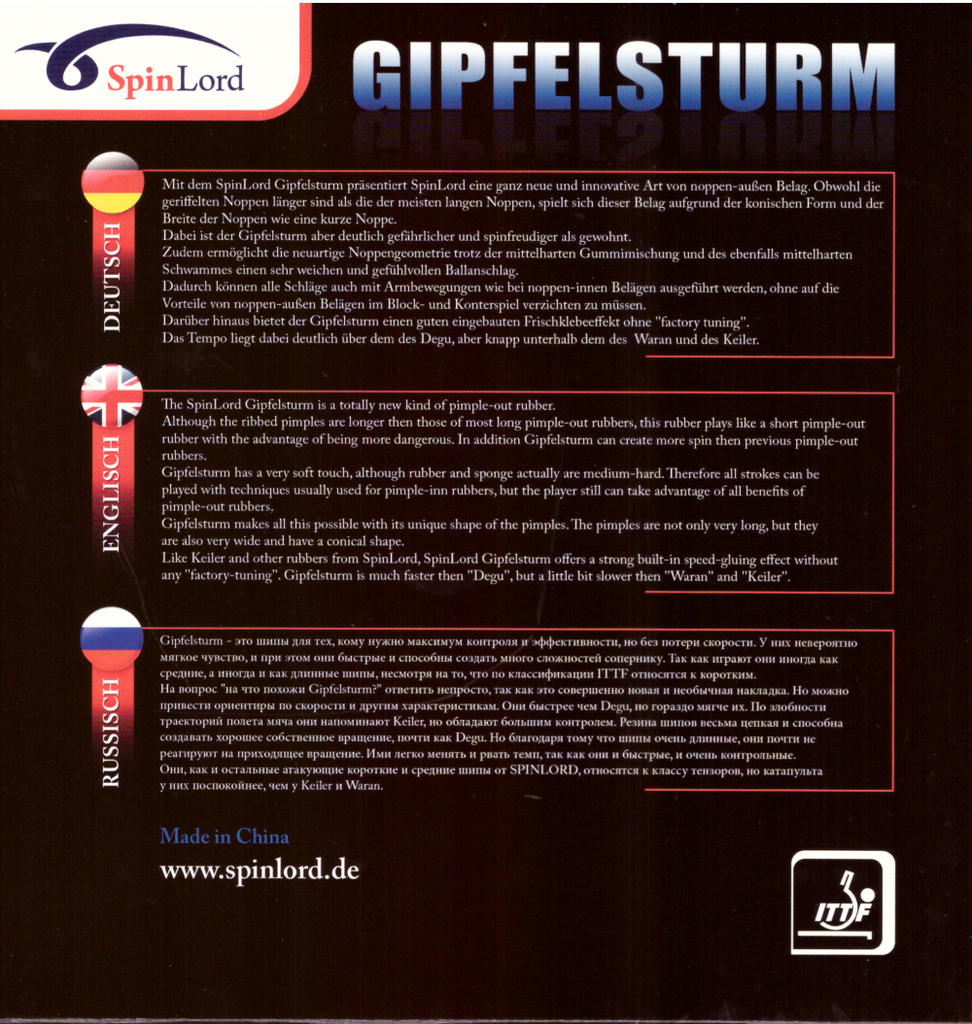 Table Tennis Rubber - Spinlord Gipfelsturm