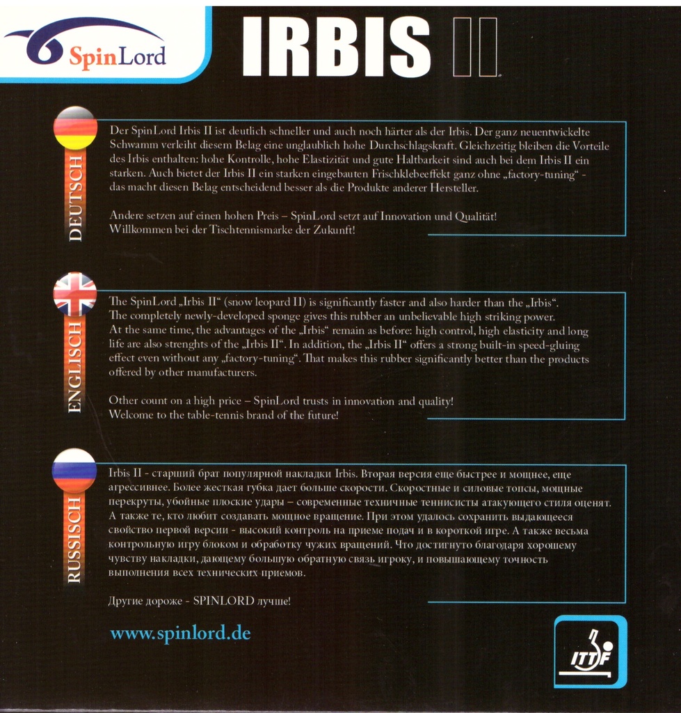 Table Tennis Rubber - Spinlord Irbis II